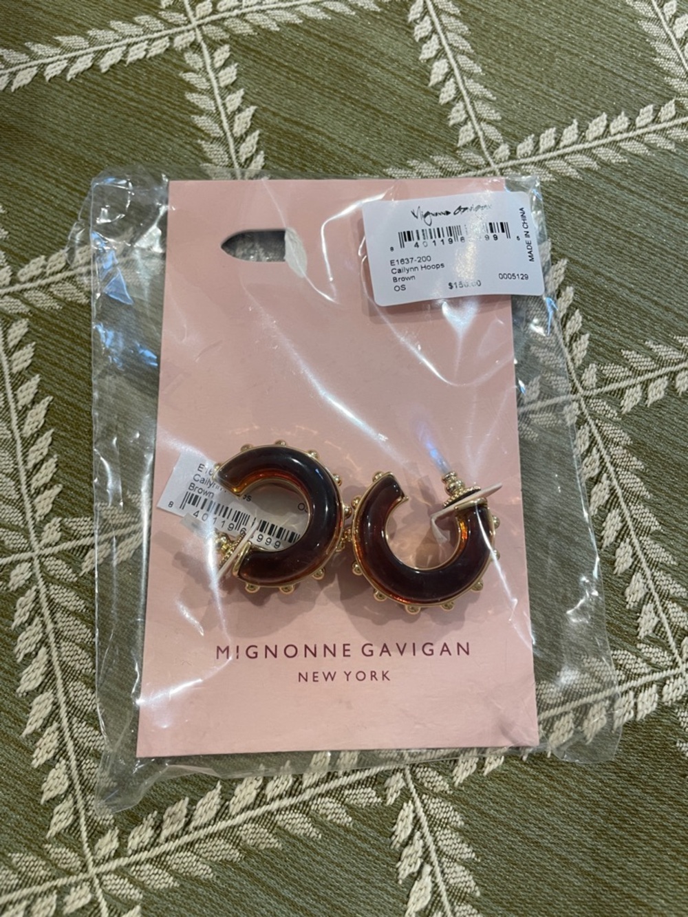 Mignonne Gavigan Dark Brown Crescent Hoop Earrings with Gold Accents